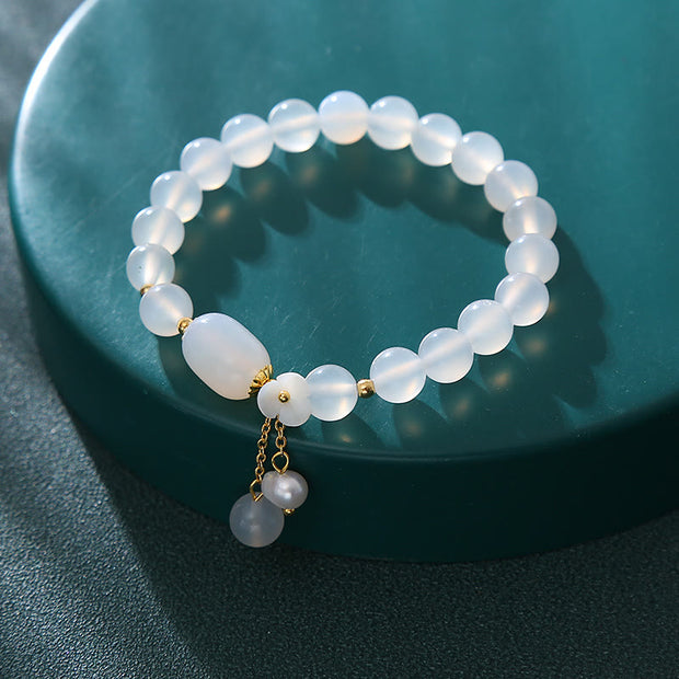 FREE Today: Peace Protection White Agate Pearl Flower Bracelet