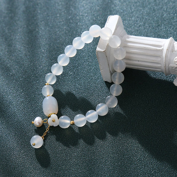 FREE Today: Peace Protection White Agate Pearl Flower Bracelet