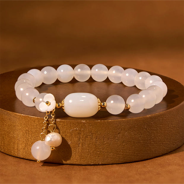 FREE Today: Peace Protection White Agate Pearl Flower Bracelet