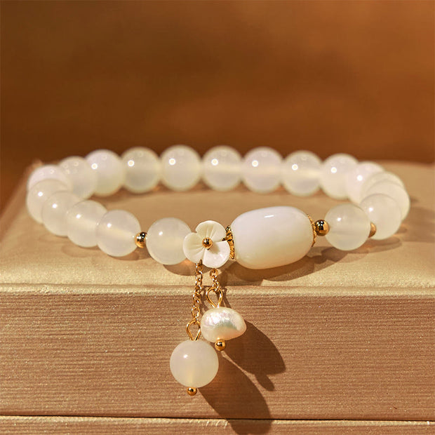 FREE Today: Peace Protection White Agate Pearl Flower Bracelet