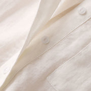 Buddha Stones Casual Women's V-neck Three Quarter Sleeve Design Plain Cotton Linen Shirt - image 11