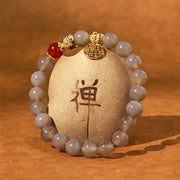 Buddha Stones Year Of The Snake Gray Agate Red Agate Fu Character Positivity Bracelet