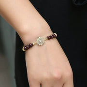 Buddha Stones Natural Garnet Flower Zircon Bead Protection Bracelet