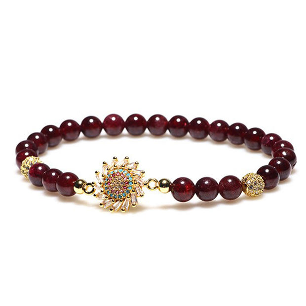 Buddha Stones Natural Garnet Flower Zircon Bead Protection Bracelet