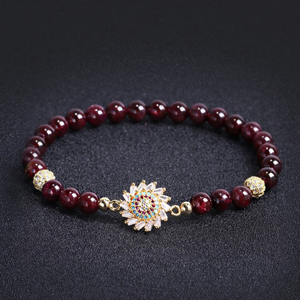 Buddha Stones Natural Garnet Flower Zircon Bead Protection Bracelet