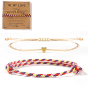 Buddha Stones TO MY LOVE 2Pcs Colorful Rope Braided Couple Bracelet