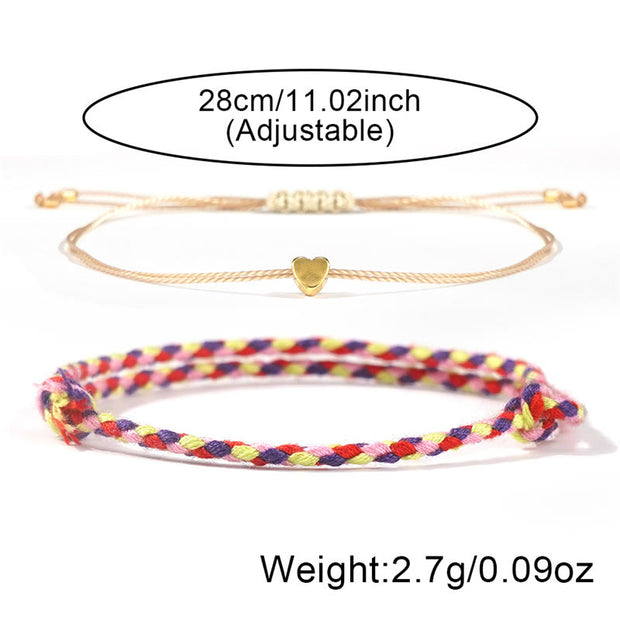 Buddha Stones TO MY LOVE 2Pcs Colorful Rope Braided Couple Bracelet