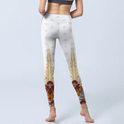 Buddha Stones White Abstract Lotus Flower Print Gym Leggings Women's Yoga Pants - image 7