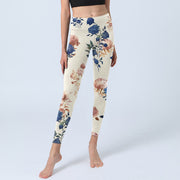 Buddha Stones Red Blue Rose Leaf Print Gym Leggings Women's Yoga Pants - image 6
