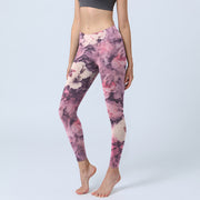 Buddha Stones Purple Peony Flowers Print Gym Leggings Women's Yoga Pants - Orchid - US18，UK/AU22，EU50 (4XL) - image 1