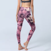 Buddha Stones Purple Peony Flowers Print Gym Leggings Women's Yoga Pants - image 5