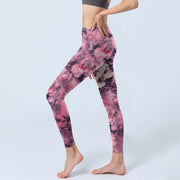 Buddha Stones Purple Peony Flowers Print Gym Leggings Women's Yoga Pants - image 3