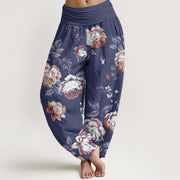 Buddha Stones Casual Rose Leaf Pattern Women's Elastic Waist Harem Pants