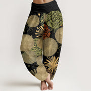 Buddha Stones Casual Abstract Dandelion Daisy Pattern Women's Elastic Waist Harem Pants