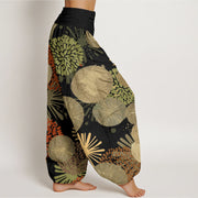 Buddha Stones Casual Abstract Dandelion Daisy Pattern Women's Elastic Waist Harem Pants