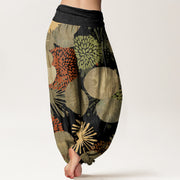 Buddha Stones Casual Abstract Dandelion Daisy Pattern Women's Elastic Waist Harem Pants