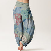 Buddha Stones Casual Abstract Dandelion Daisy Pattern Women's Elastic Waist Harem Pants