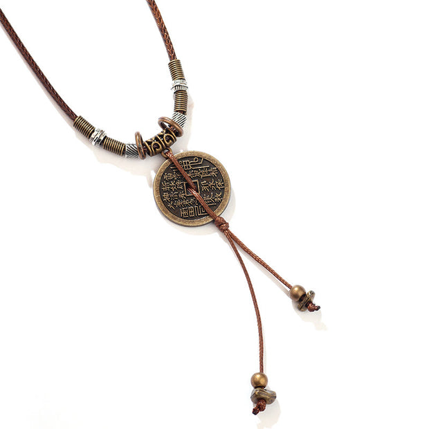 Buddha Stones Mountain Ghosts Spend Money Bagua Alloy Copper Coin Harmony Necklace Pendant