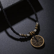 Buddha Stones Mountain Ghosts Spend Money Bagua Alloy Copper Coin Harmony Necklace Pendant