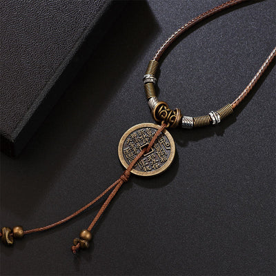 Buddha Stones Mountain Ghosts Spend Money Bagua Alloy Copper Coin Harmony Necklace Pendant