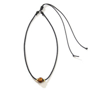 Buddha Stones Natural Tiger Eye Beaded Protection Wax Rope Necklace Pendant