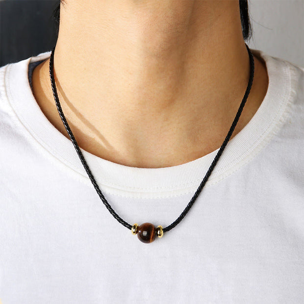 FREE Today: Clear Thinking and Willpower Natural Tiger Eye Beaded Wax Rope Necklace Pendant