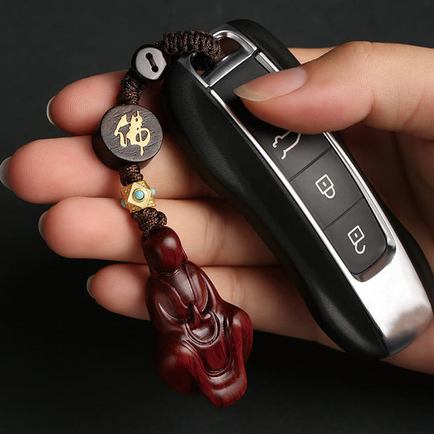 FREE Today: Calm and Protection Small Leaf Red Sandalwood Formless Buddha Key Chain