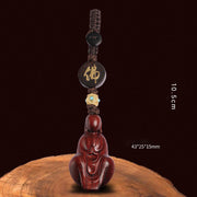 Buddha Stones Small Leaf Red Sandalwood Formless Buddha Protection Key Chain