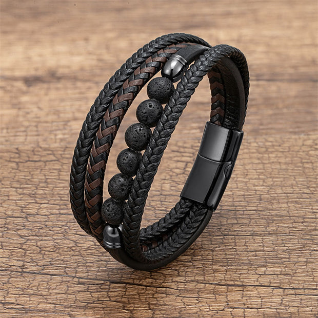 Buddha Stones "Wishing Strength to Rise from Within" Lava Rock Bracelet Includes Gift Message Card - image 0