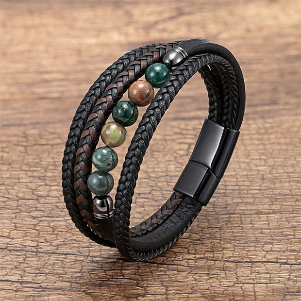 Buddha Stones "Wishing You Peace and Harmony" Indian Agate Bracelet Includes Gift Message Card - image 1