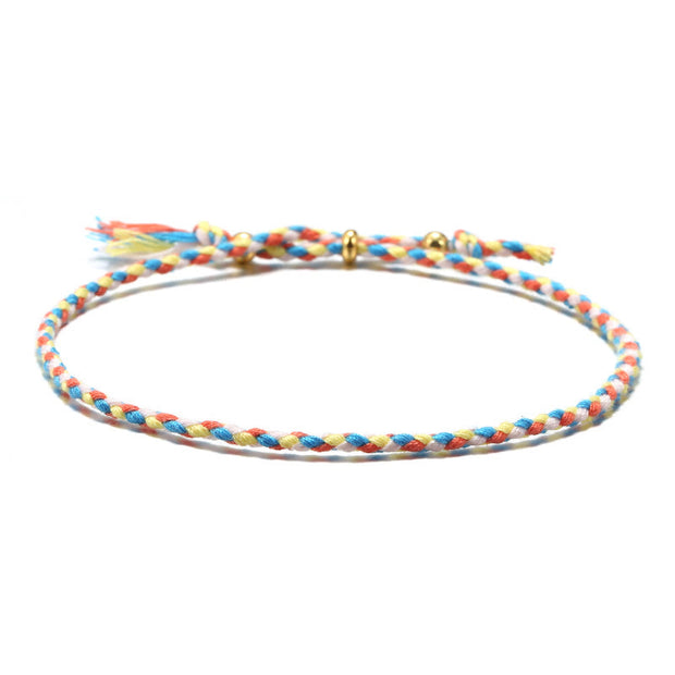 Buddha Stones Handmade Colorful Rope Braided Tassel Adjustable Harmony Bracelet