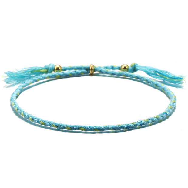 Buddha Stones Handmade Colorful Rope Braided Tassel Adjustable Harmony Bracelet