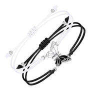 Buddha Stones 2Pcs Handmade Braided Rope Butterfly Freedom Bracelet