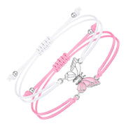 Buddha Stones 2Pcs Handmade Braided Rope Butterfly Freedom Bracelet