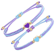 Buddha Stones 2Pcs Handmade Braided Rope Love Heart Luck Couple Bracelet