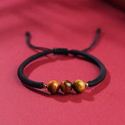 Buddha Stones Handmade Tiger Eye Bead Luck Protection Rope Bracelet