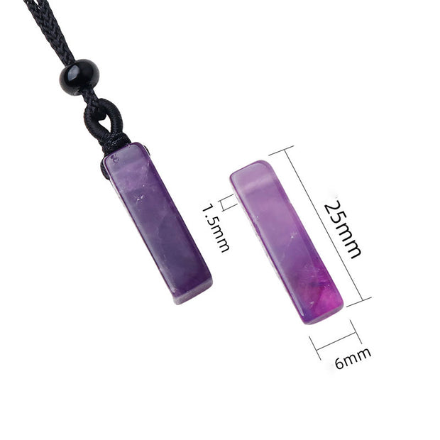 Buddha Stones Various Rectangular Crystal Amethyst Green Aventurine Healing Necklace Pendant