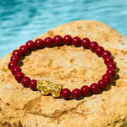 Buddha Stones Natural Cinnabar Beads Pixiu Blessing Bracelet