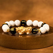 FREE Today: Wealth Blessing Vintage White Turquoise Black Onyx Pixiu Beads Bracelet