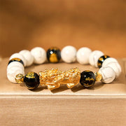 FREE Today: Wealth Blessing Vintage White Turquoise Black Onyx Pixiu Beads Bracelet