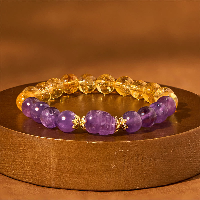 トルマリン貔貅ブレスレット Buddha Stones Citrine Amethyst Pixiu Prosperity Bracelet