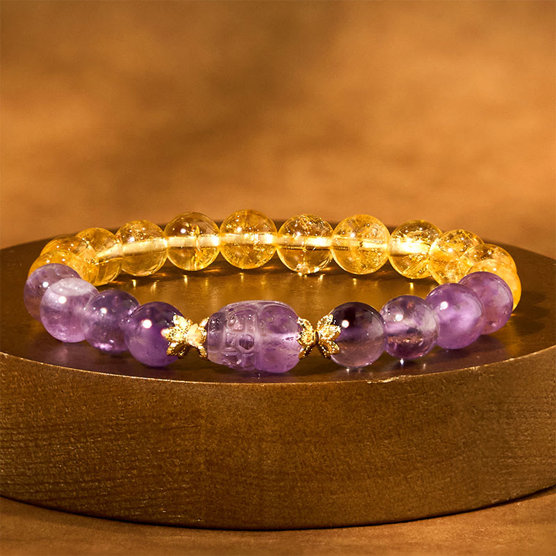 トルマリン貔貅ブレスレット Buddha Stones Citrine Amethyst Pixiu Prosperity Bracelet