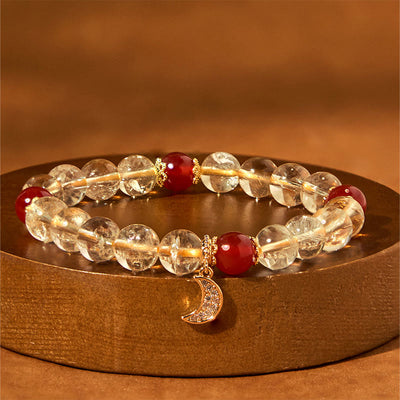 Buddha Stones Citrine Red Agate Moon Prosperity Bracelet