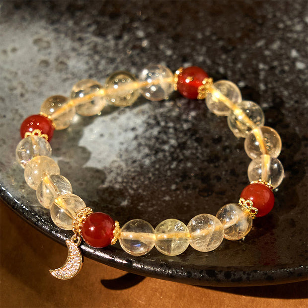 Buddha Stones Citrine Red Agate Moon Prosperity Bracelet