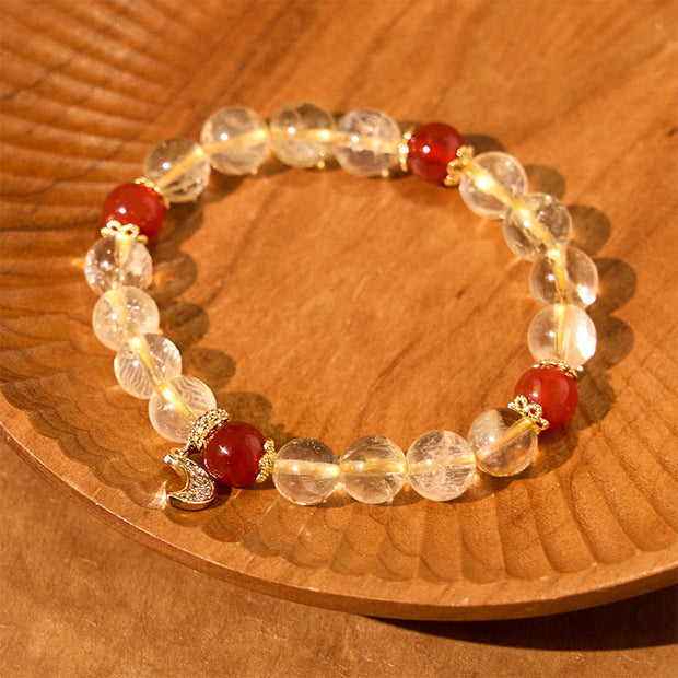 Buddha Stones Citrine Red Agate Moon Prosperity Bracelet