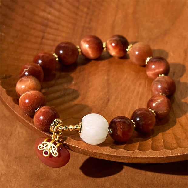 Buddha Stones Natural Red Tiger Eye Pumpkin Calm Bracelet