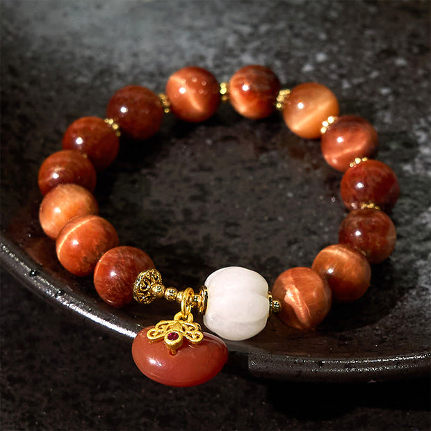 Buddha Stones Natural Red Tiger Eye Pumpkin Calm Bracelet