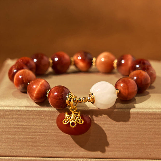 Buddha Stones Natural Red Tiger Eye Pumpkin Calm Bracelet