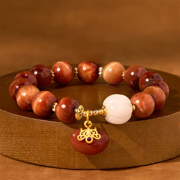 Buddha Stones Natural Red Tiger Eye Pumpkin Calm Bracelet