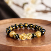 Buddha Stones FengShui PiXiu Obsidian Wealth Bracelet